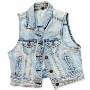 AE Sleeveless Jean Jacket | Vintage Vibes Grunge Vest Western Boho Layering